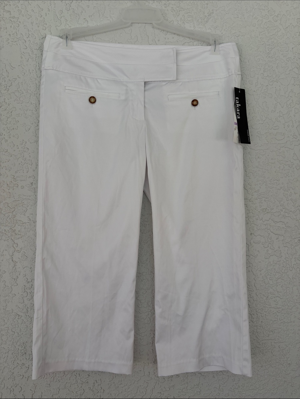 Takara White Dress Pants with Black Label Detail size 11